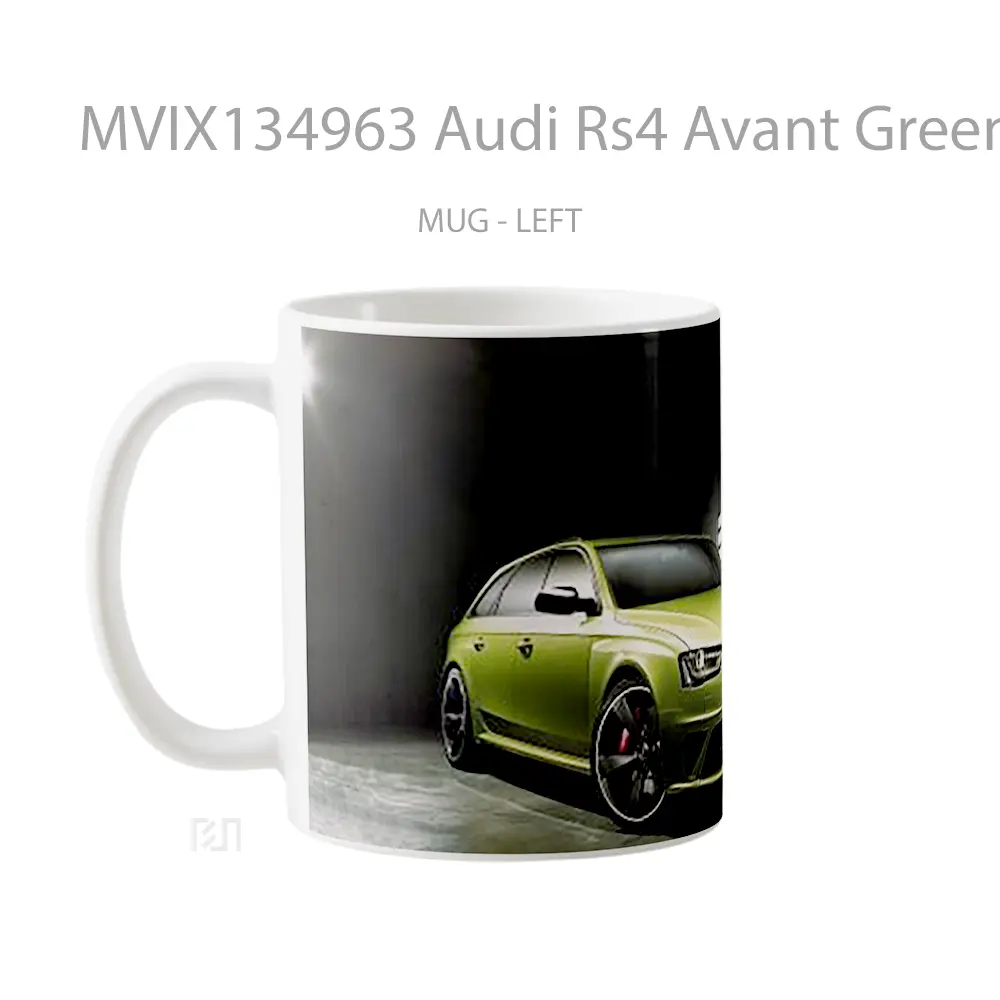 Mug Audi Rs4 Avant Green Cangkir Mobil - All-side / Desain