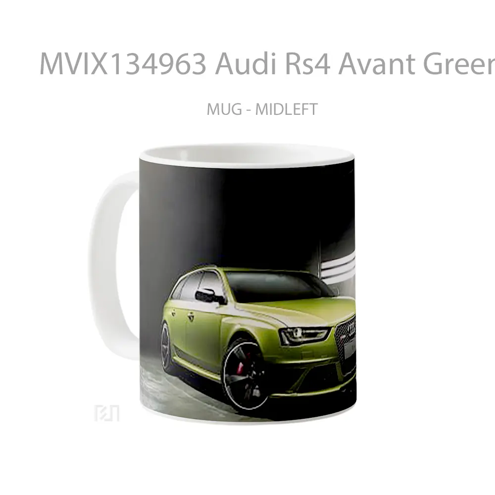 Mug Audi Rs4 Avant Green Cangkir Mobil - All-side / Desain