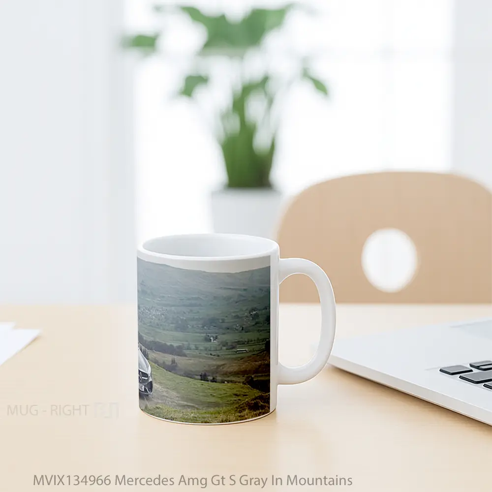 Mug Mercedes Amg Gt S Gray In Mountains Cangkir Mobil - All-side / Desain