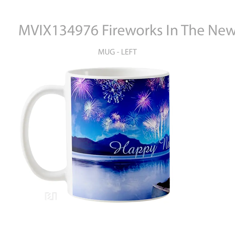 Mug Fireworks In The New Year Gelas Keramik Unik - All-side / Desain