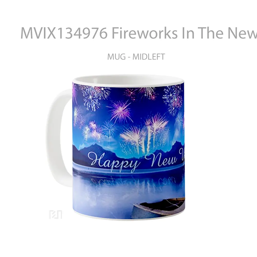 Mug Fireworks In The New Year Gelas Keramik Unik - All-side / Desain