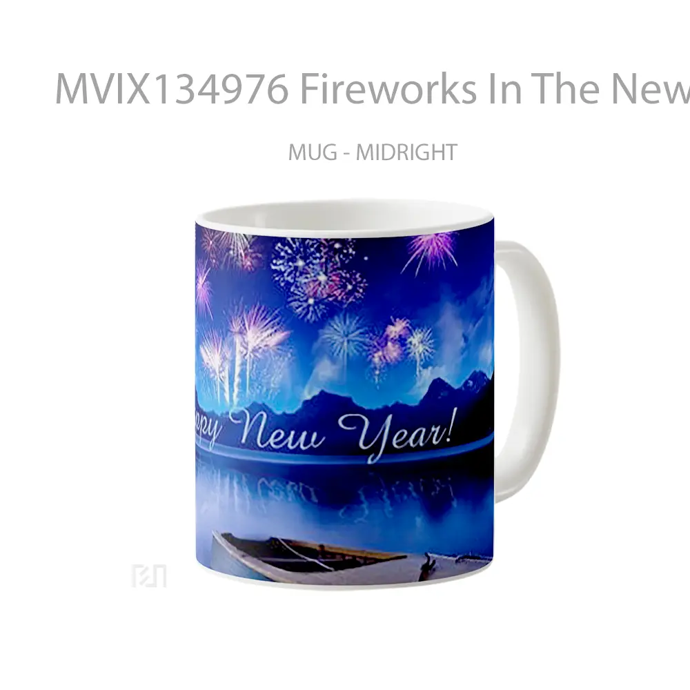 Mug Fireworks In The New Year Gelas Keramik Unik - All-side / Desain