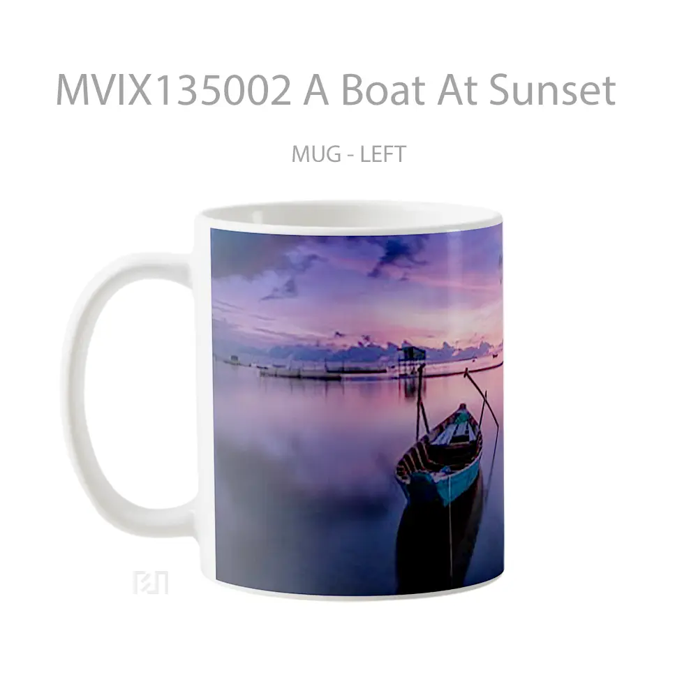 Mug A Boat At Sunset Gelas Pemandangan Alam - All-side / Desain