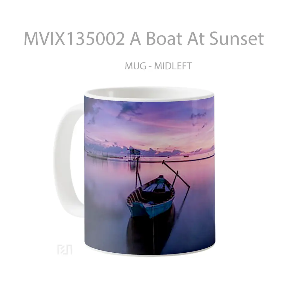 Mug A Boat At Sunset Gelas Pemandangan Alam - All-side / Desain