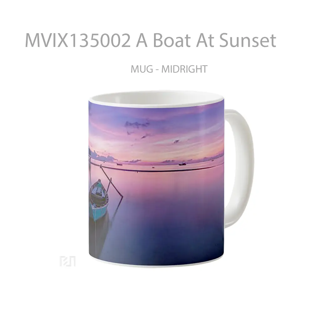 Mug A Boat At Sunset Gelas Pemandangan Alam - All-side / Desain