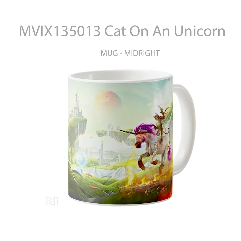 Mug Cat On An Unicorn Gelas Hewan Lucu - All-side / Desain