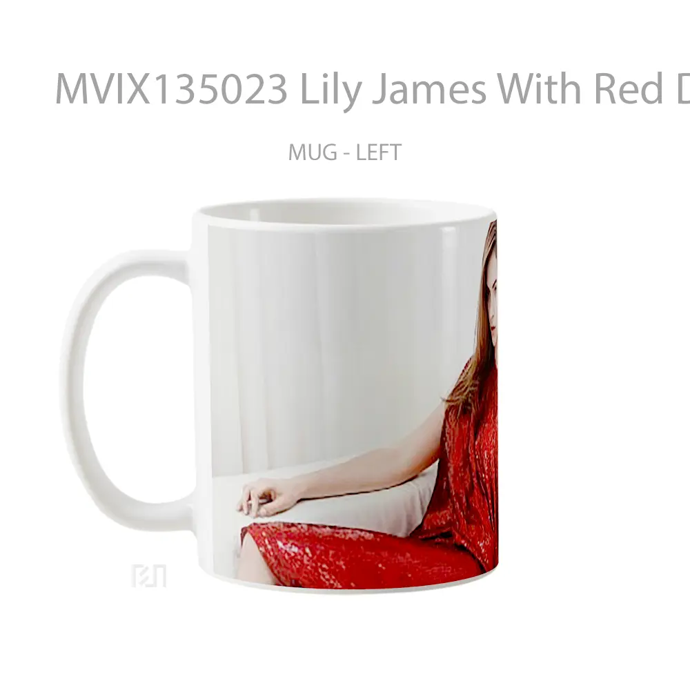 Mug Lily James With Red Dress Gelas Keramik Unik - All-side / Desain