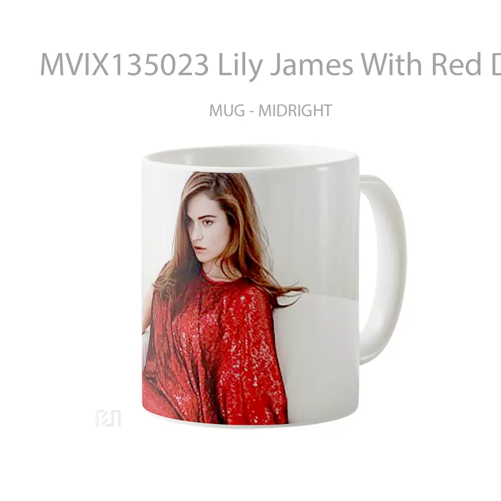 Mug Lily James With Red Dress Gelas Keramik Unik - All-side / Desain