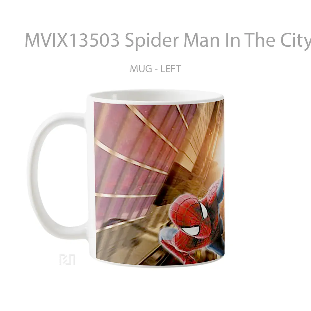 Mug Spider Man In The City At Sunset Gelas Superhero - All-side / Desain