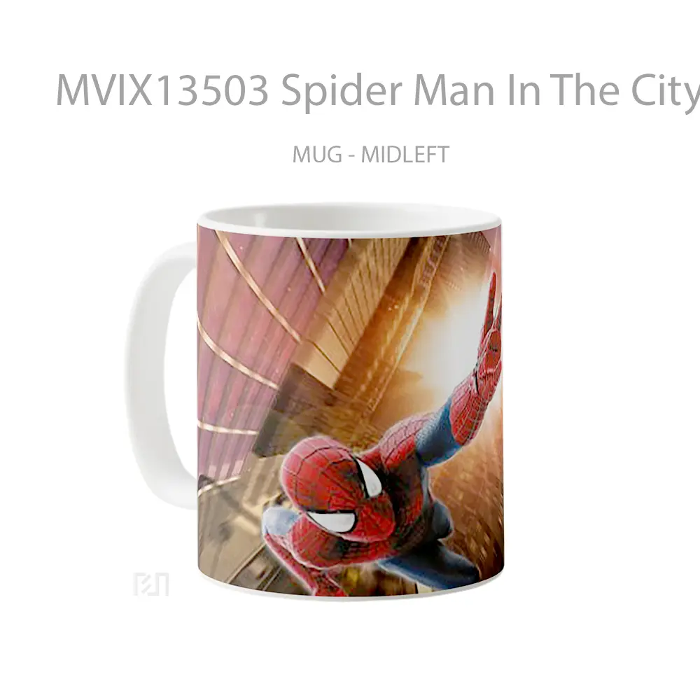 Mug Spider Man In The City At Sunset Gelas Superhero - All-side / Desain
