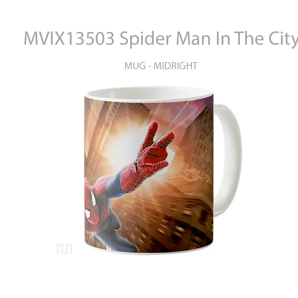 Mug Spider Man In The City At Sunset Gelas Superhero - All-side / Desain