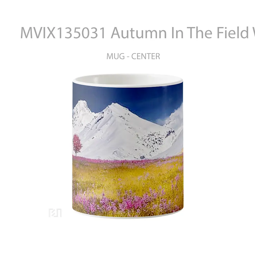 Mug Autumn In The Field With Mountains Gelas Pemandangan Alam