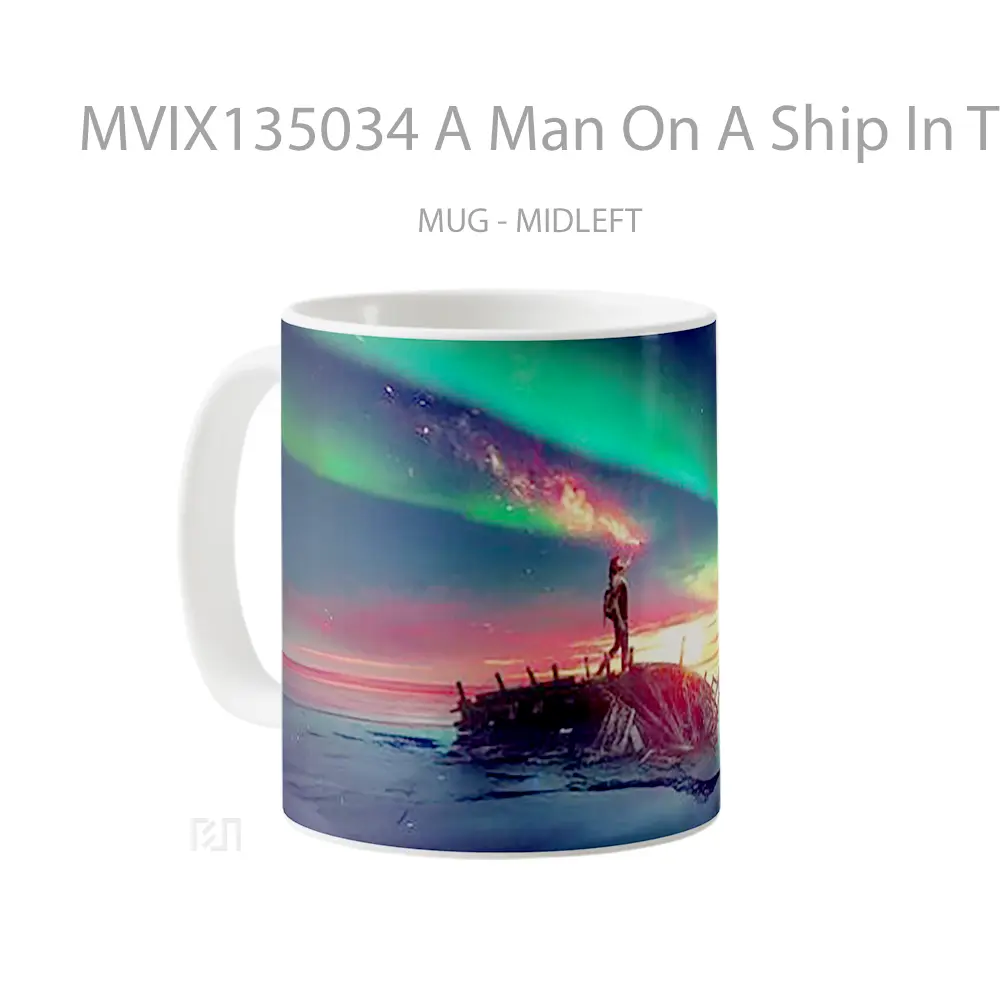 Mug A Man On A Ship In The Sky And Sea Gelas Pemandangan Alam - All-side / Desain