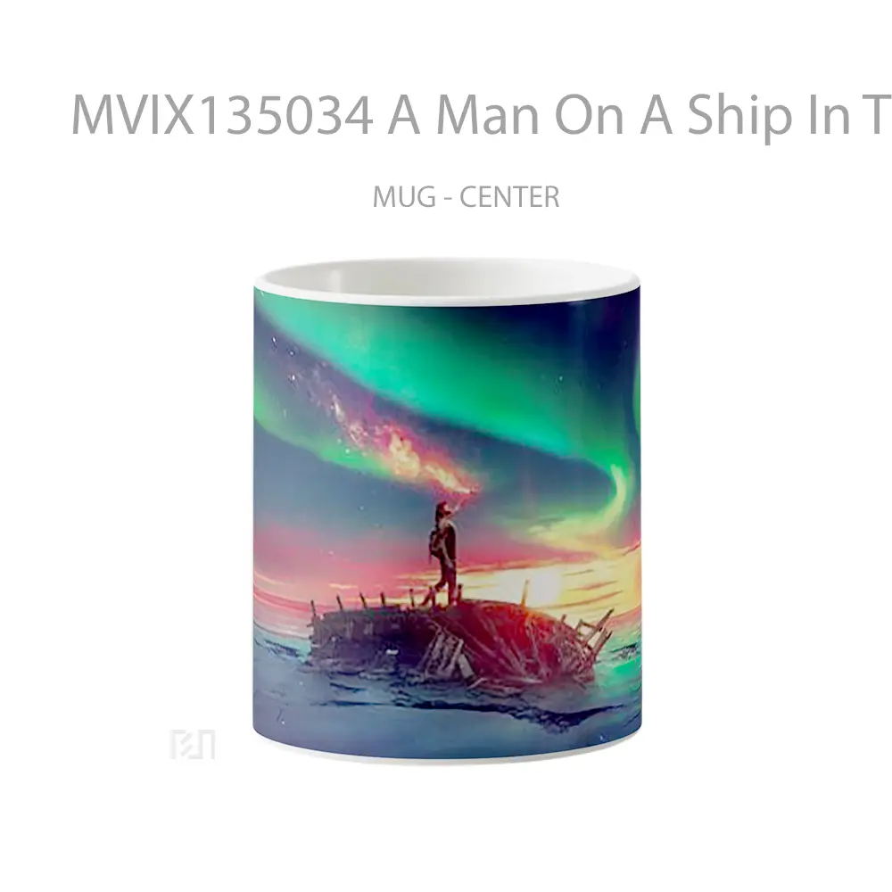 Mug A Man On A Ship In The Sky And Sea Gelas Pemandangan Alam
