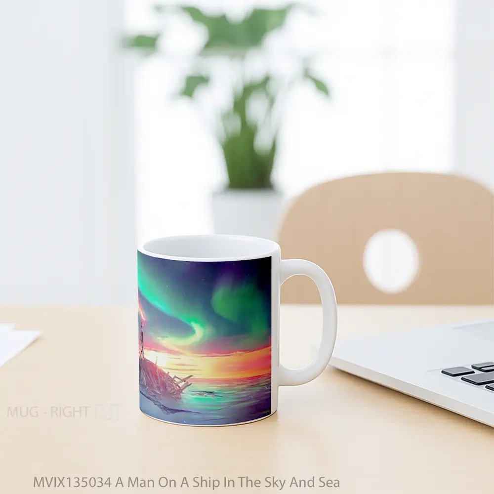 Mug A Man On A Ship In The Sky And Sea Gelas Pemandangan Alam - All-side / Desain