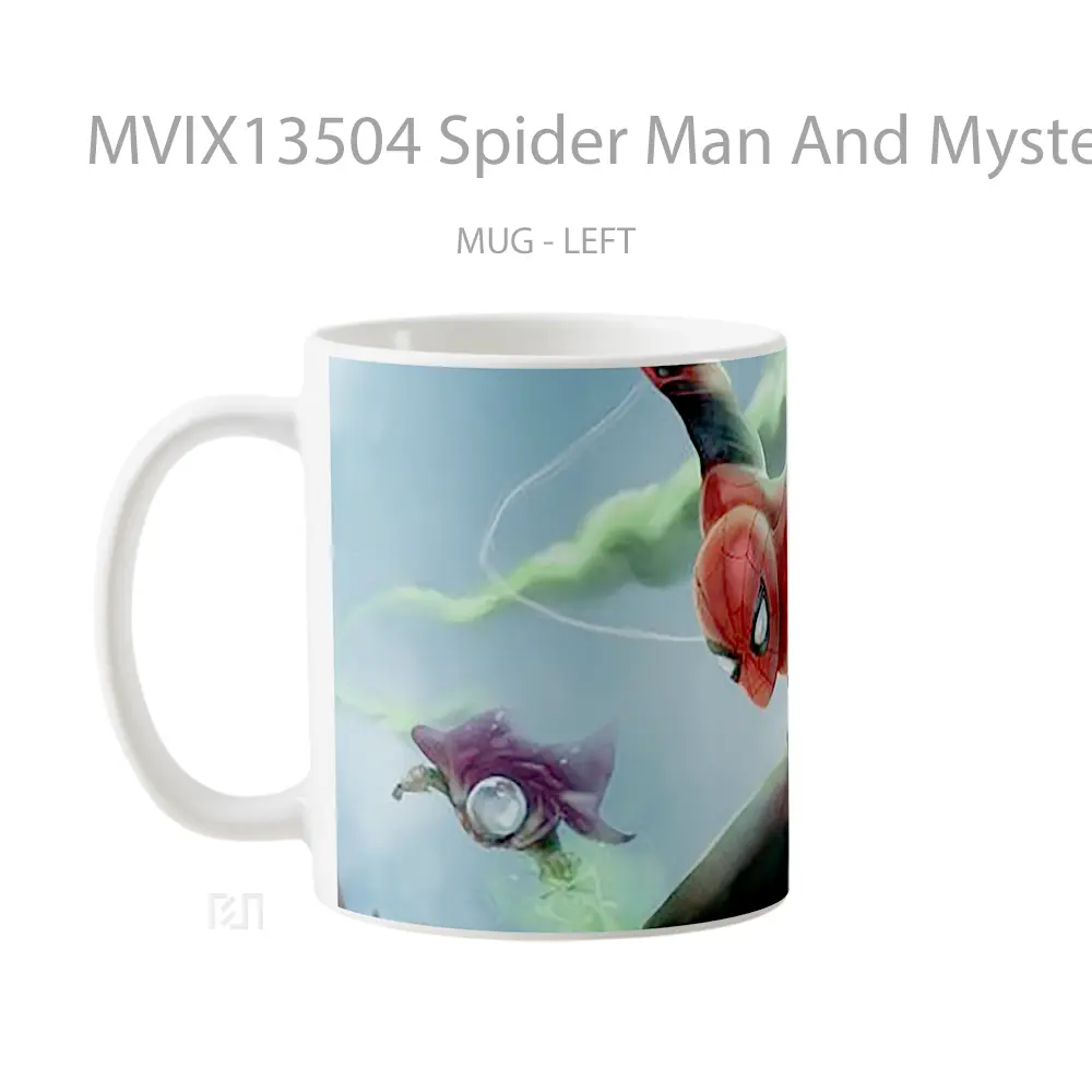 Mug Spider Man And Mysterio V1 Gelas Superhero - All-side / Desain