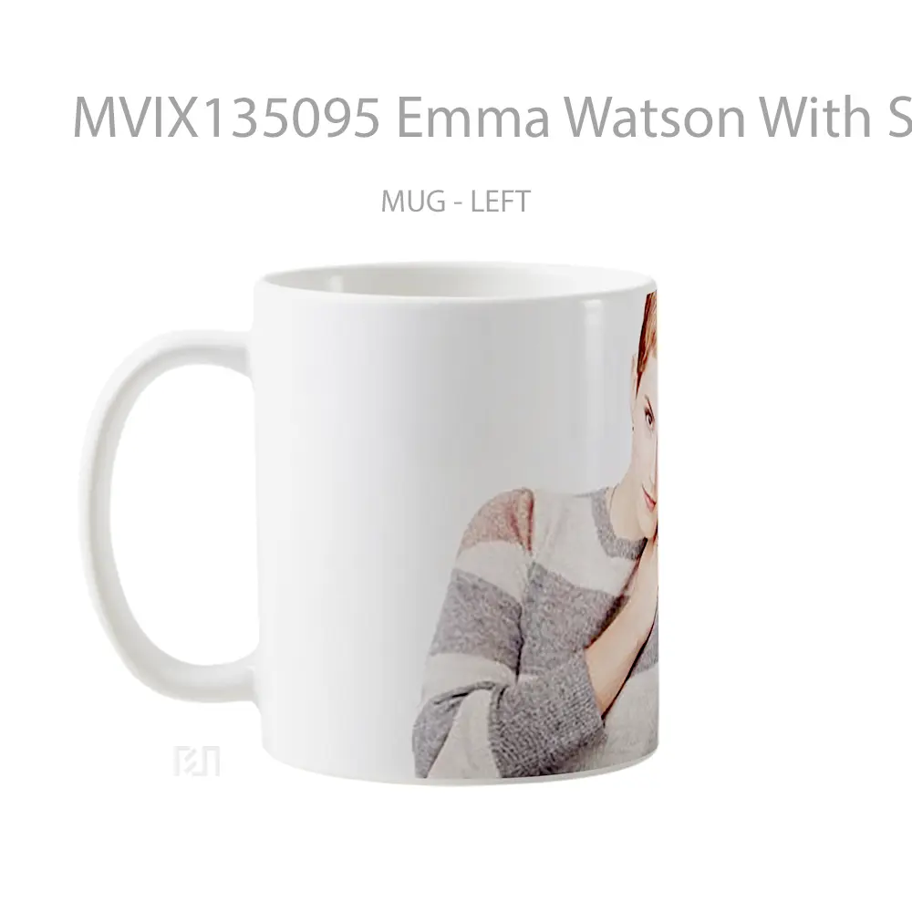 Mug Emma Watson With Striped Suerter Gelas Selebriti - All-side / Desain