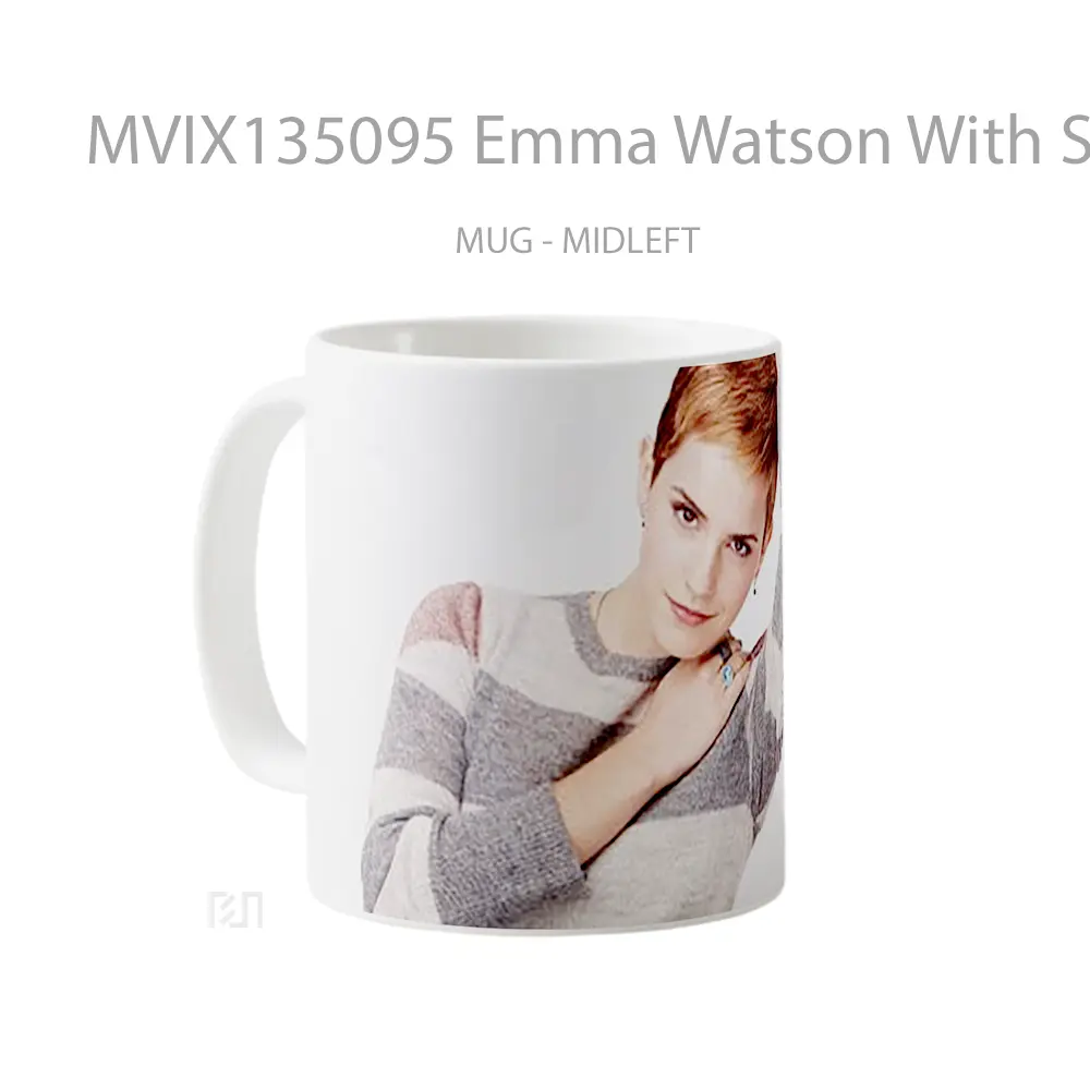 Mug Emma Watson With Striped Suerter Gelas Selebriti - All-side / Desain