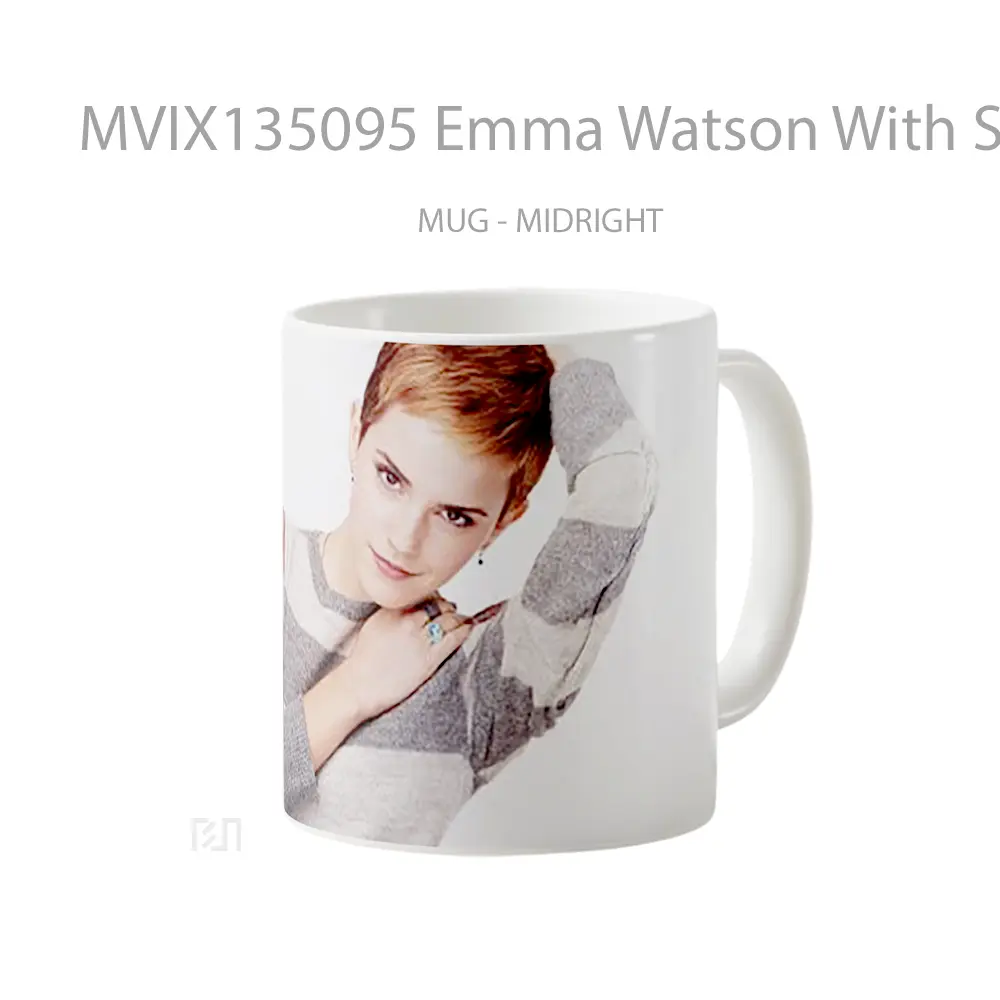 Mug Emma Watson With Striped Suerter Gelas Selebriti - All-side / Desain