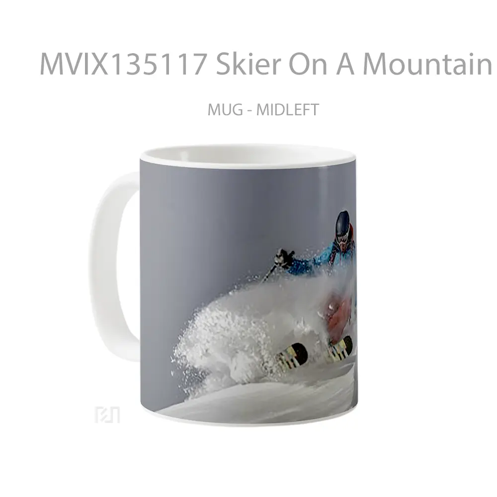 Mug Skier On A Mountain Gelas Pemandangan Alam - All-side / Desain