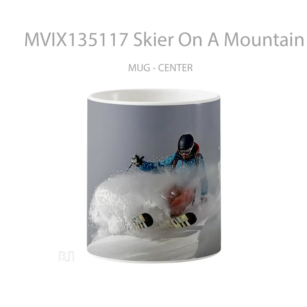 Mug Skier On A Mountain Gelas Pemandangan Alam