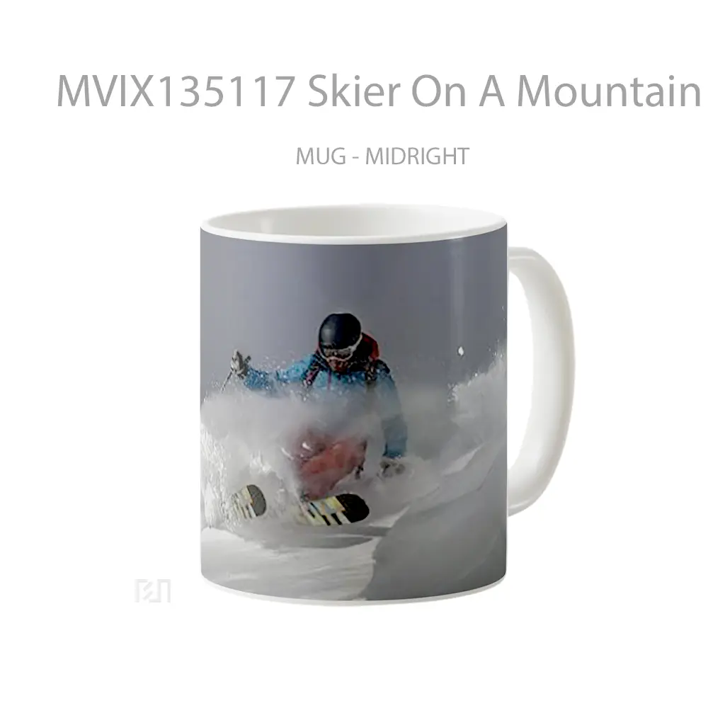 Mug Skier On A Mountain Gelas Pemandangan Alam - All-side / Desain