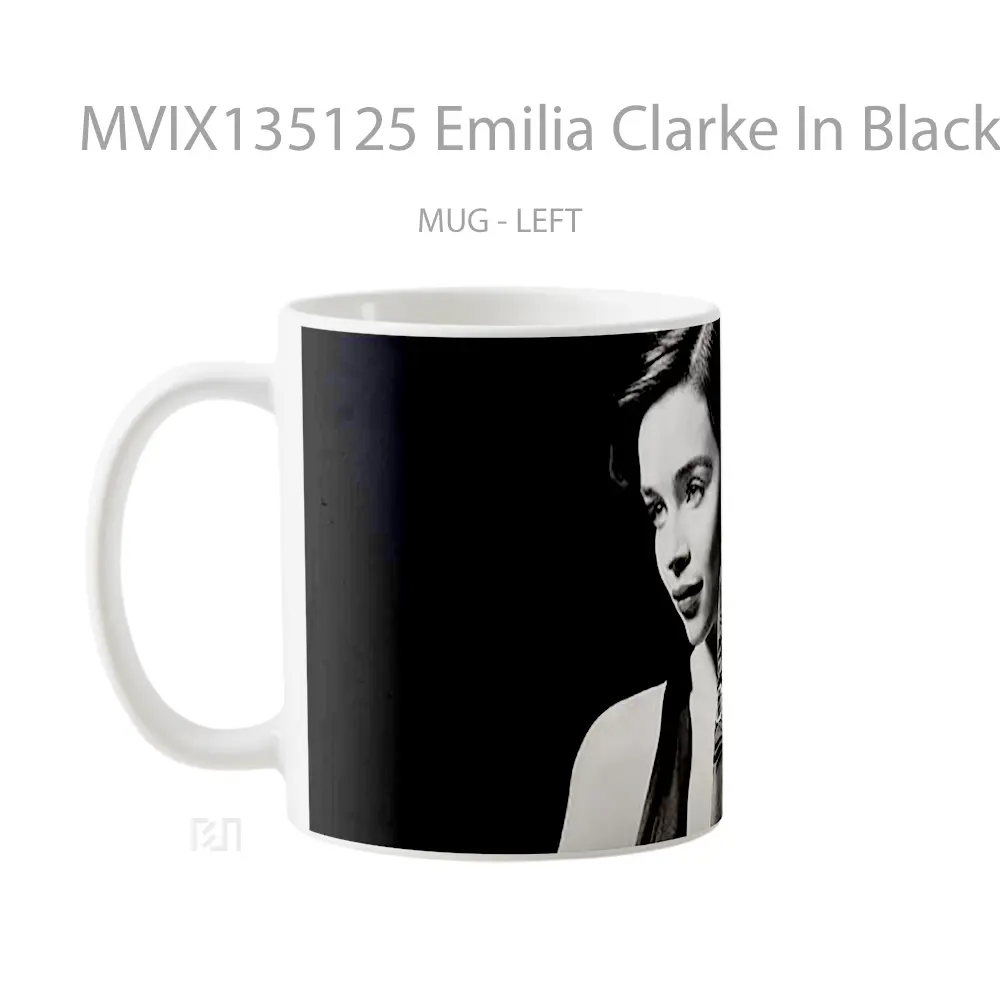 Mug Emilia Clarke In Black And White Gelas Keramik Unik - All-side / Desain