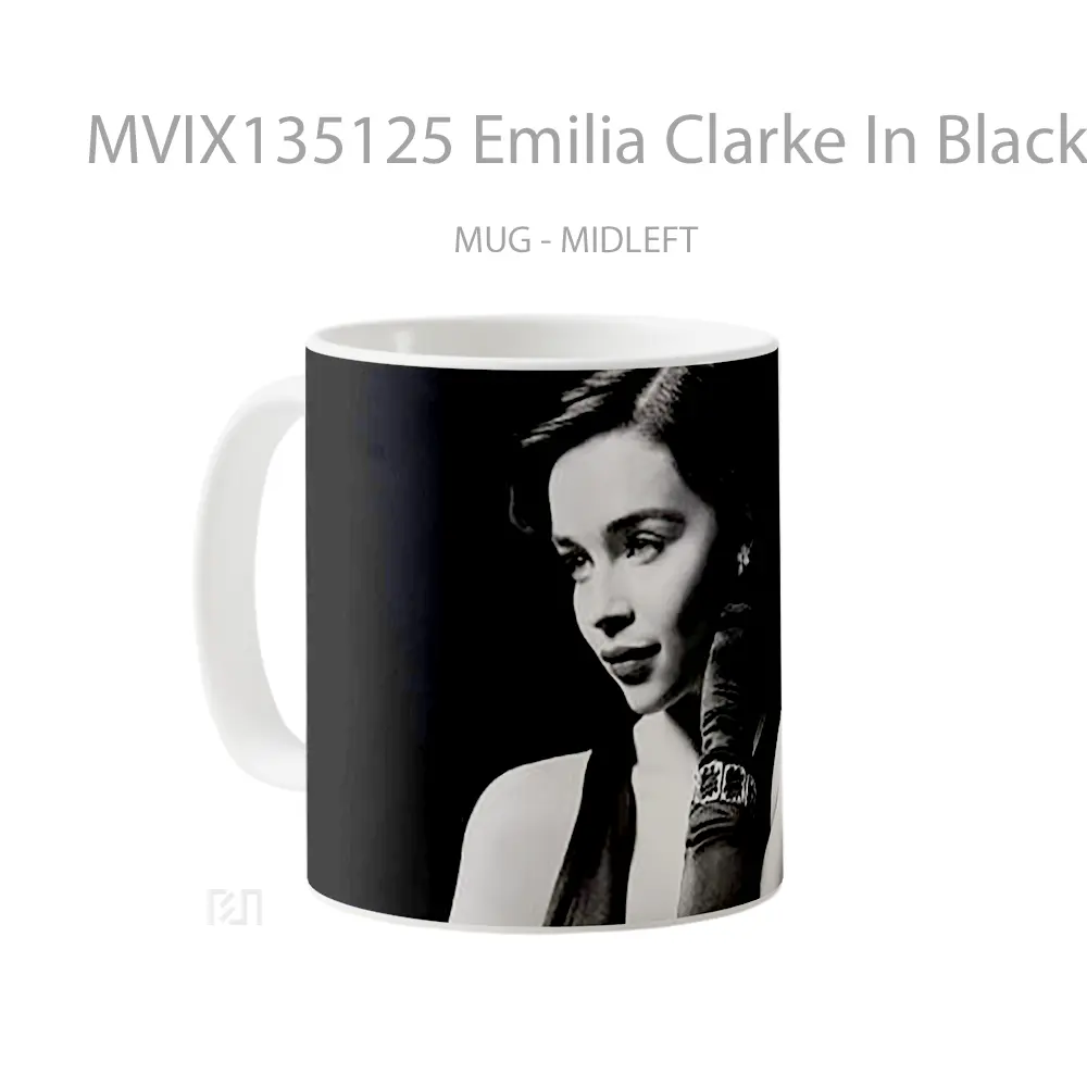 Mug Emilia Clarke In Black And White Gelas Keramik Unik - All-side / Desain