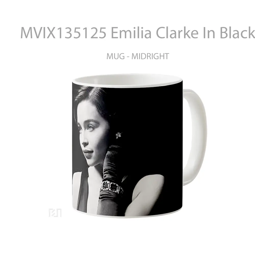 Mug Emilia Clarke In Black And White Gelas Keramik Unik - All-side / Desain