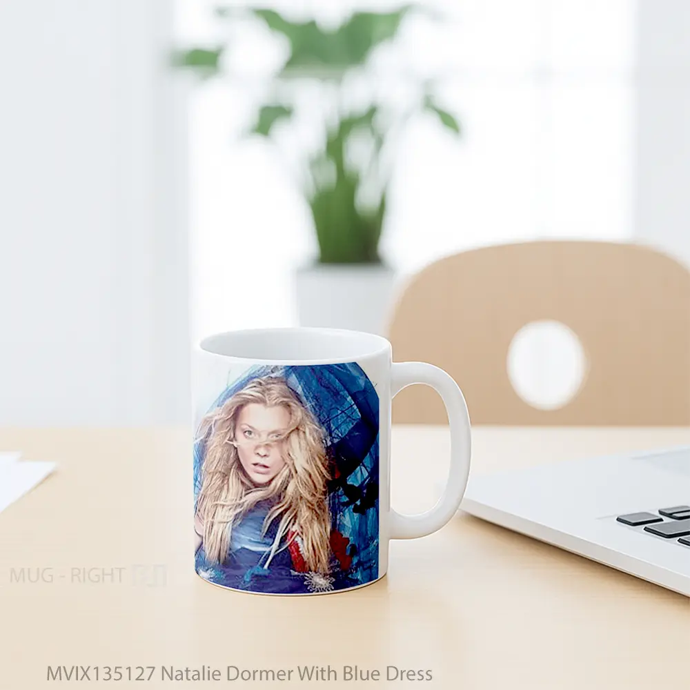 Mug Natalie Dormer With Blue Dress Gelas Keramik Unik - All-side / Desain