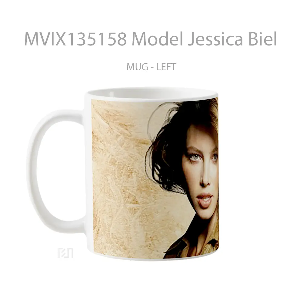 Mug Model Jessica Biel Gelas Keramik Unik - All-side / Desain