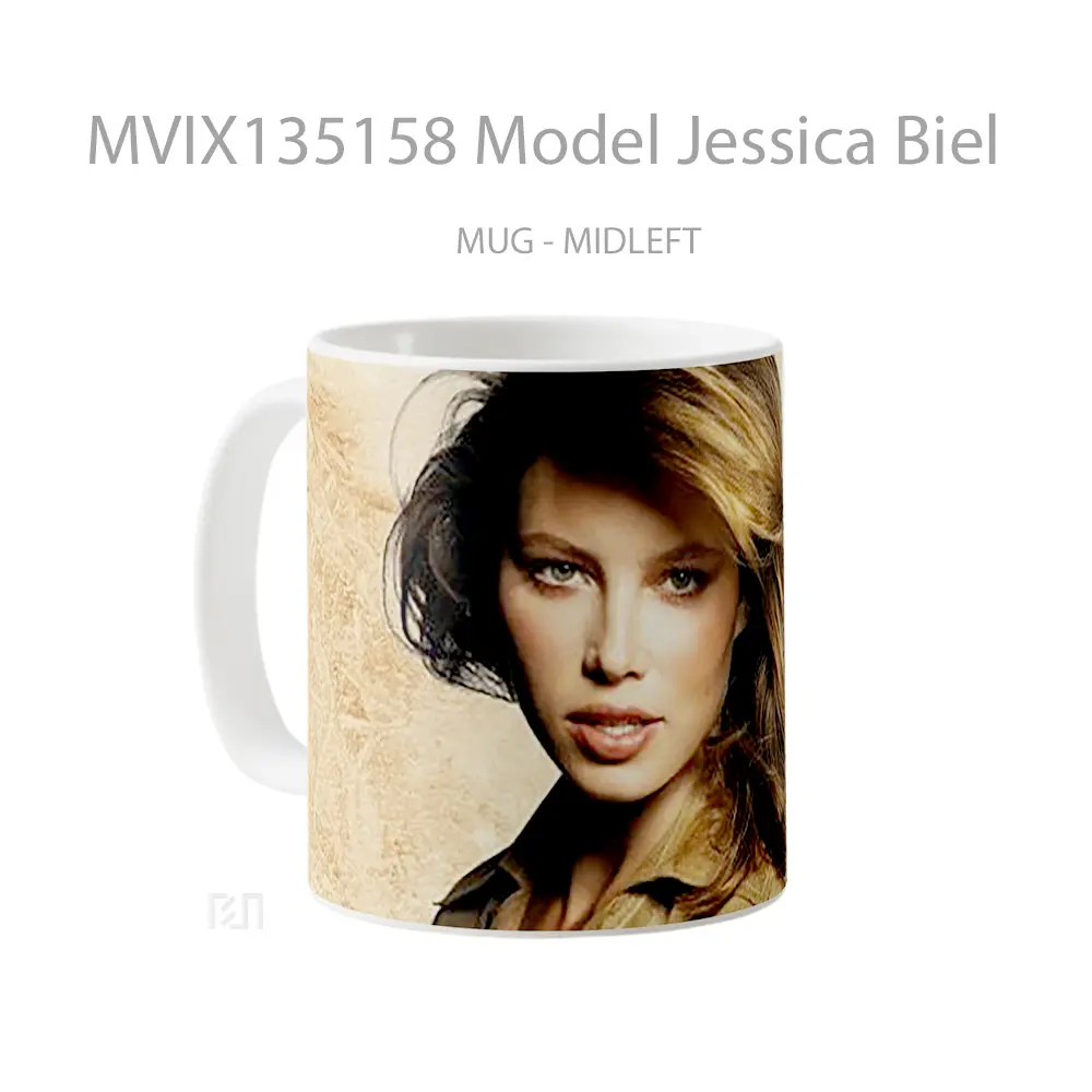 Mug Model Jessica Biel Gelas Keramik Unik - All-side / Desain