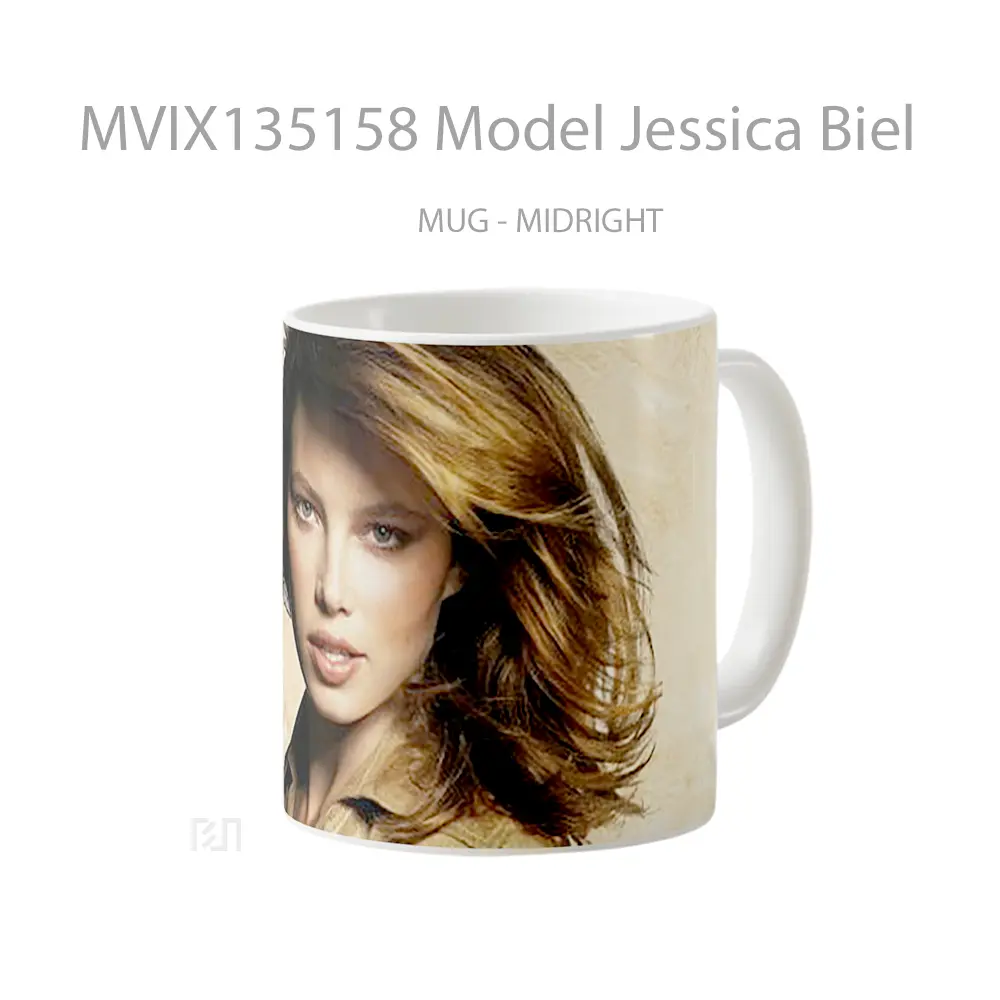 Mug Model Jessica Biel Gelas Keramik Unik - All-side / Desain