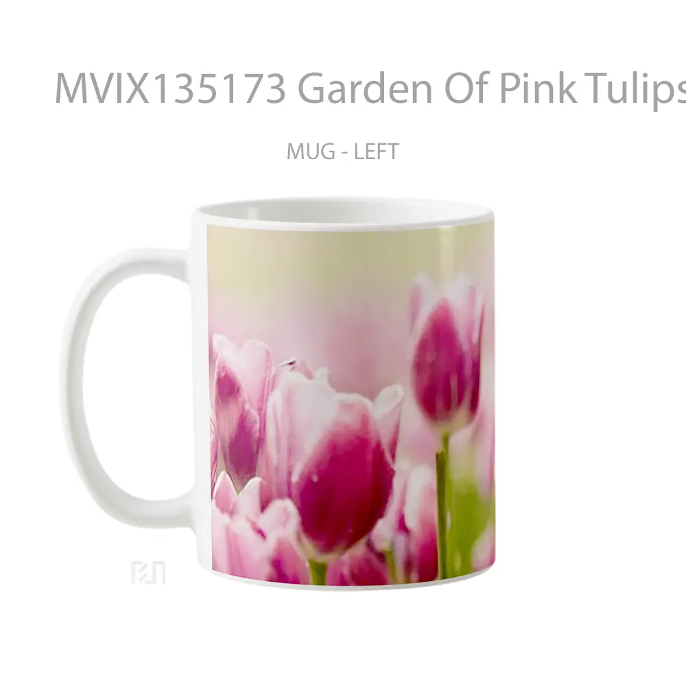 Mug Garden Of Pink Tulips Gelas Pemandangan Alam - All-side / Desain