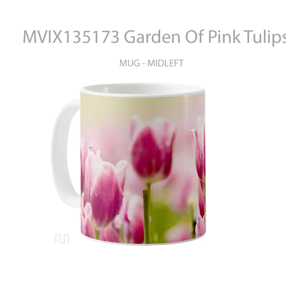 Mug Garden Of Pink Tulips Gelas Pemandangan Alam - All-side / Desain