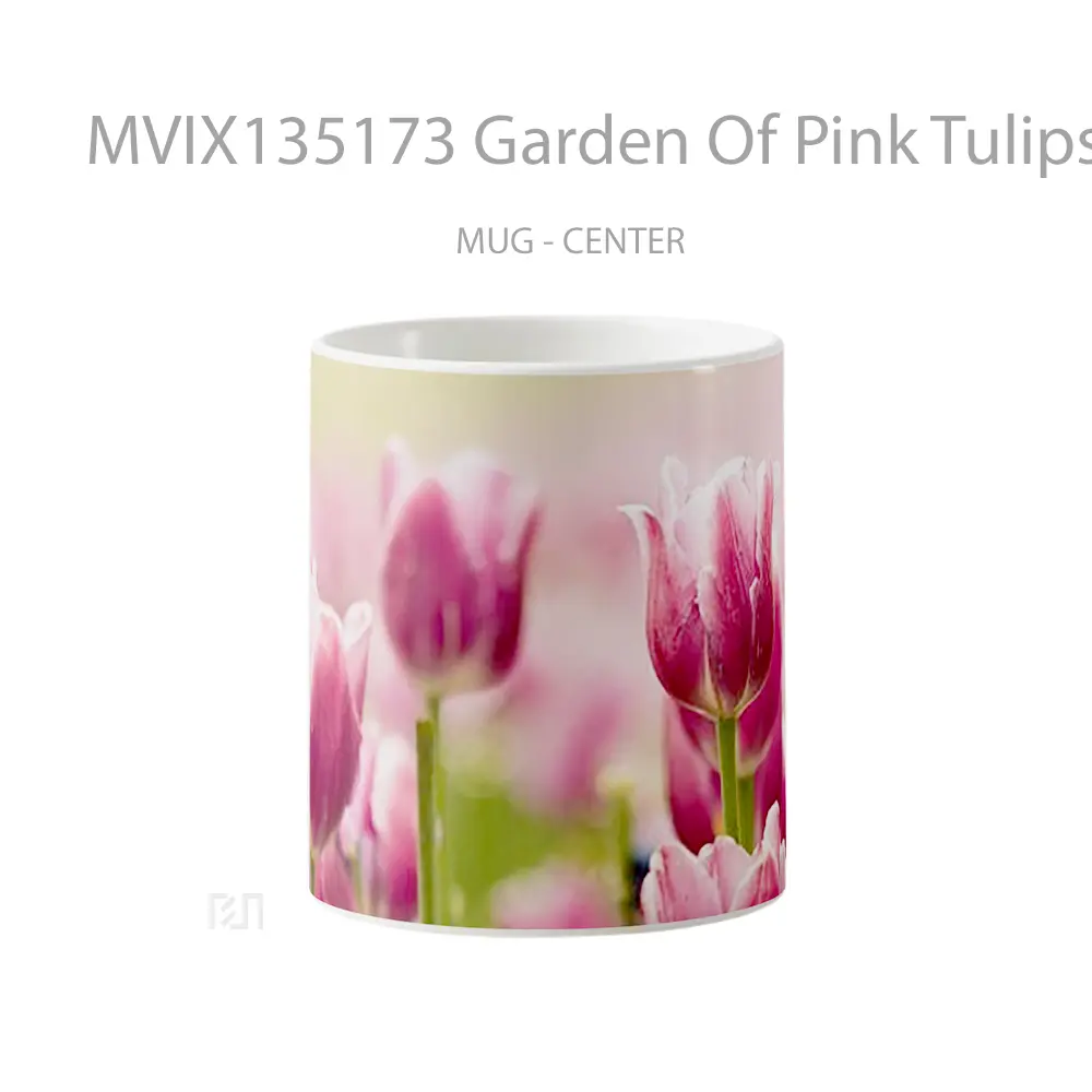 Mug Garden Of Pink Tulips Gelas Pemandangan Alam