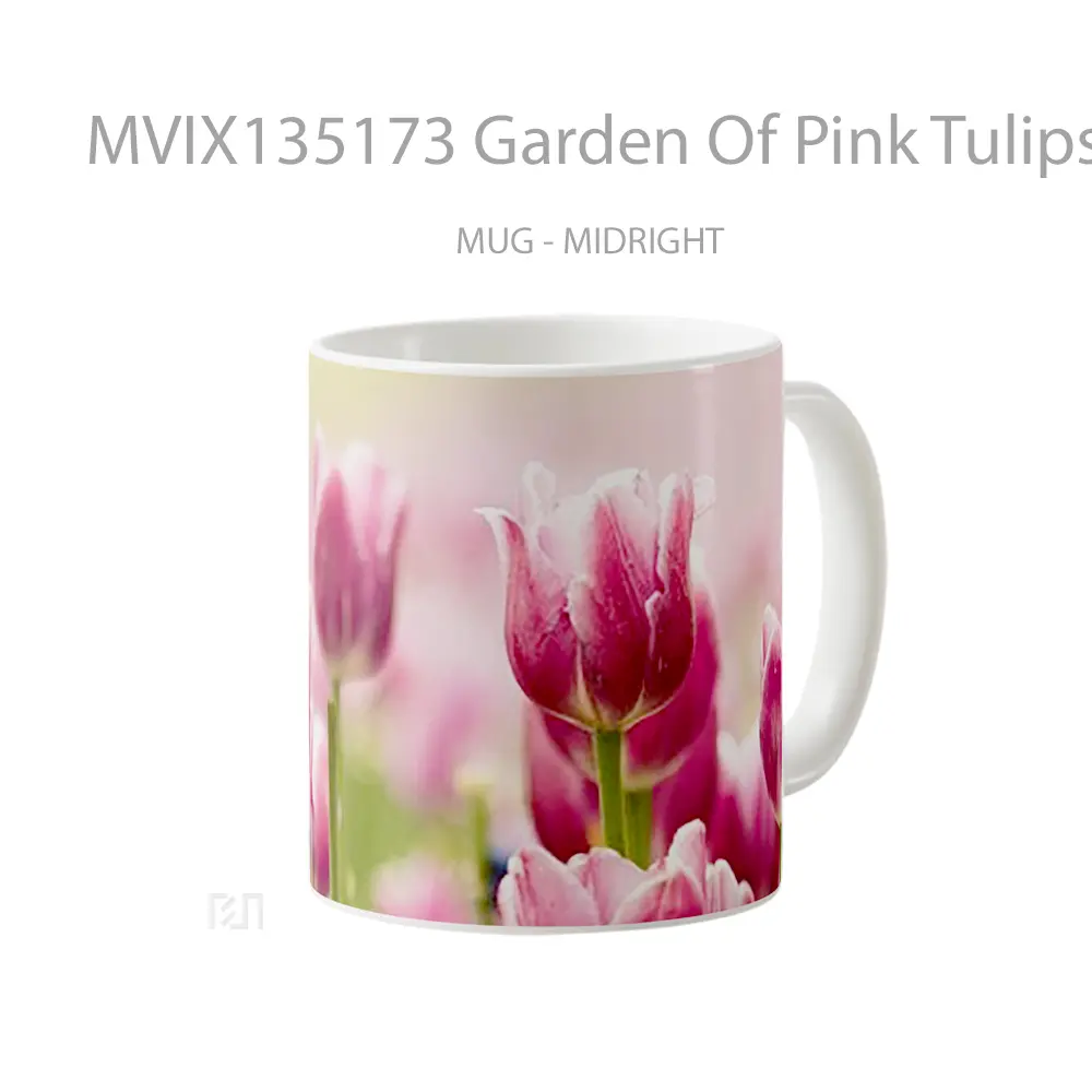 Mug Garden Of Pink Tulips Gelas Pemandangan Alam - All-side / Desain