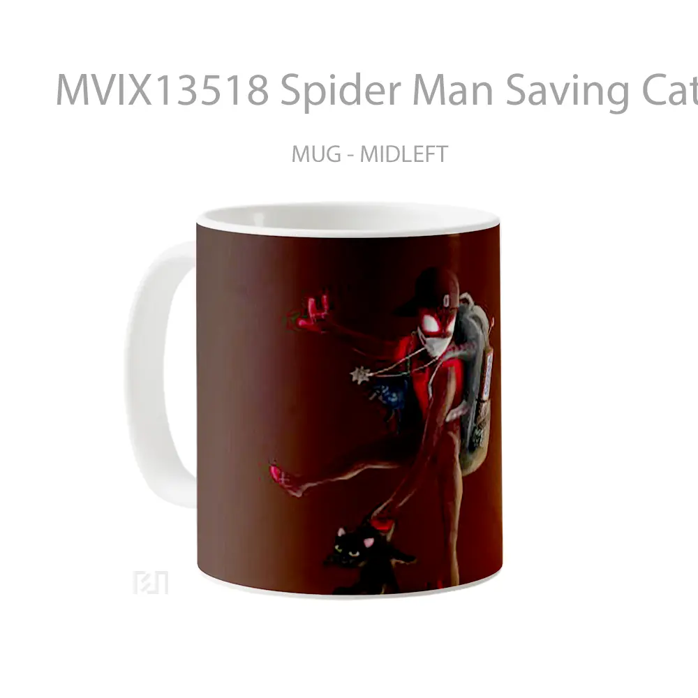 Mug Spider Man Saving Cat Gelas Superhero - All-side / Desain