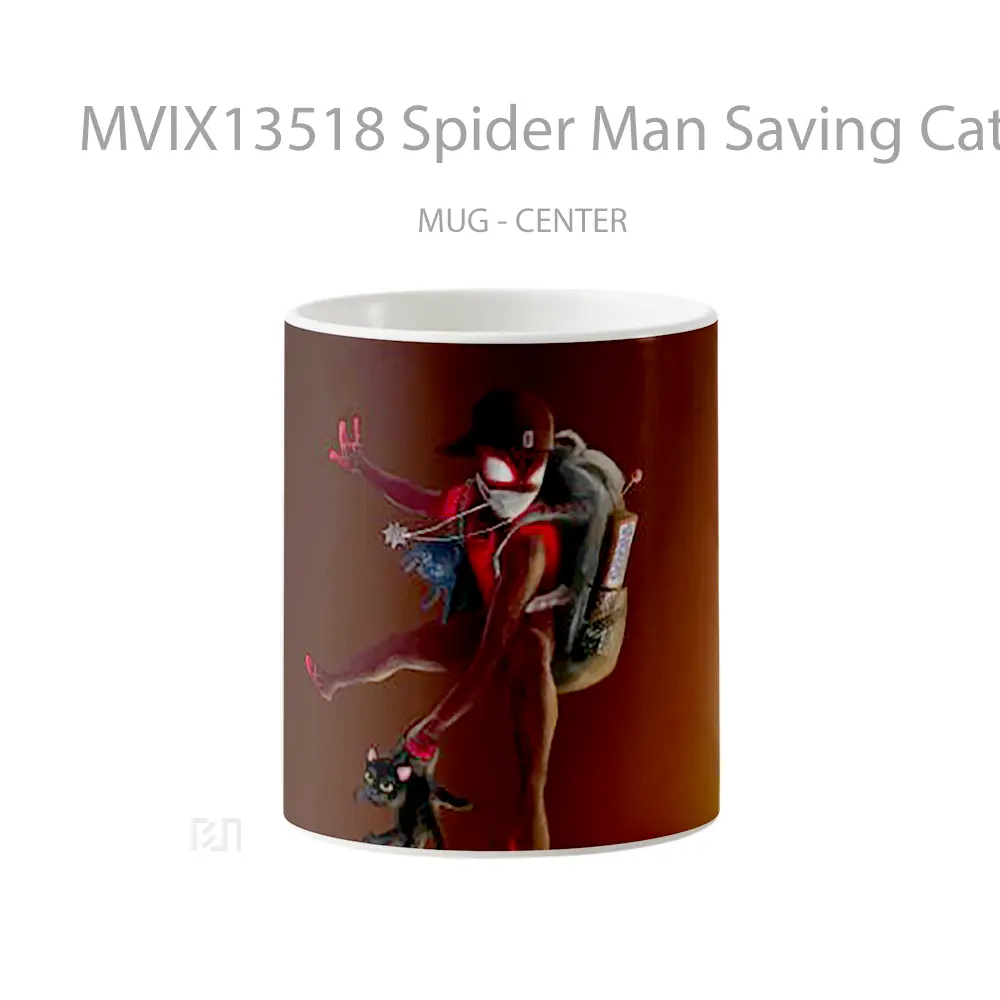Mug Spider Man Saving Cat Gelas Superhero
