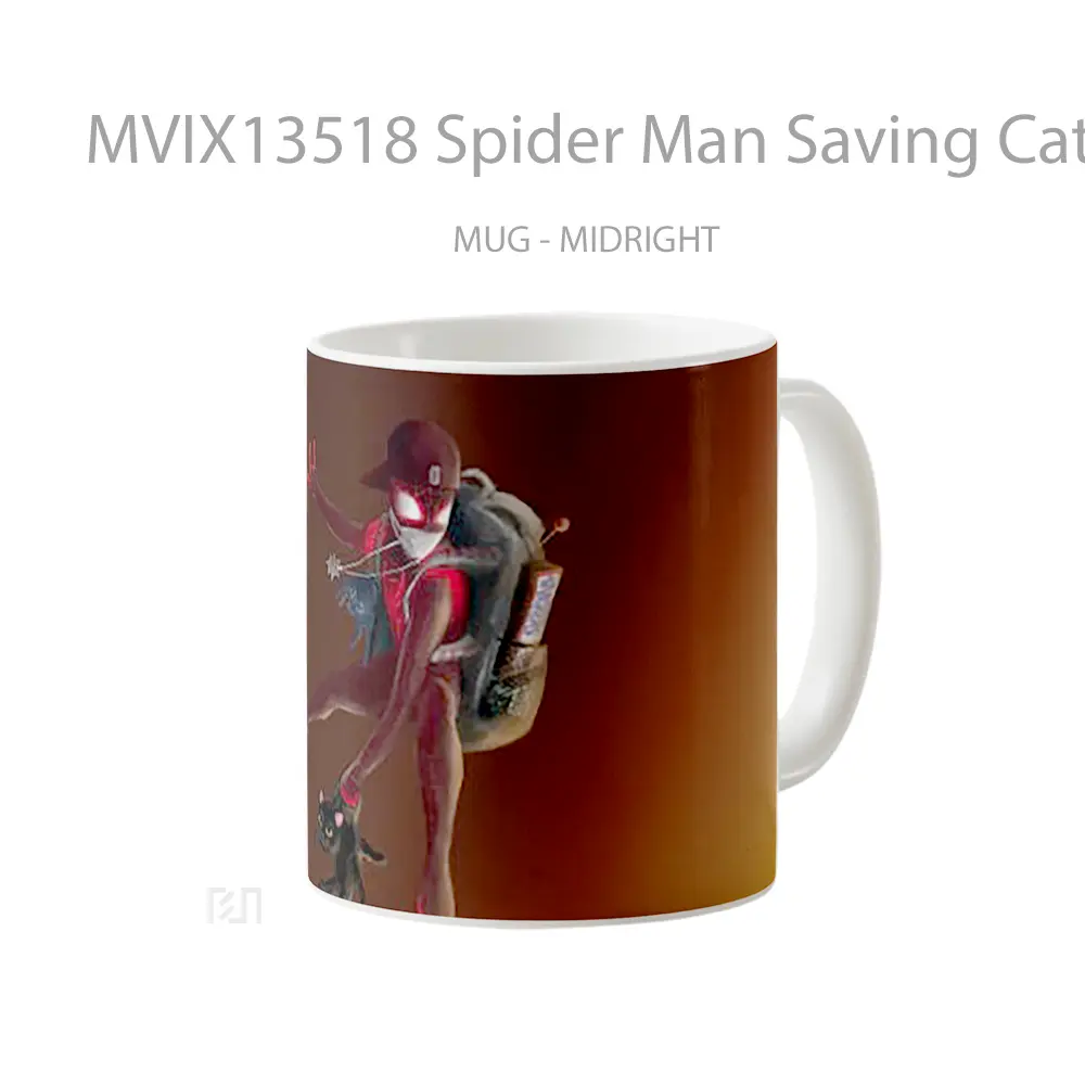 Mug Spider Man Saving Cat Gelas Superhero - All-side / Desain