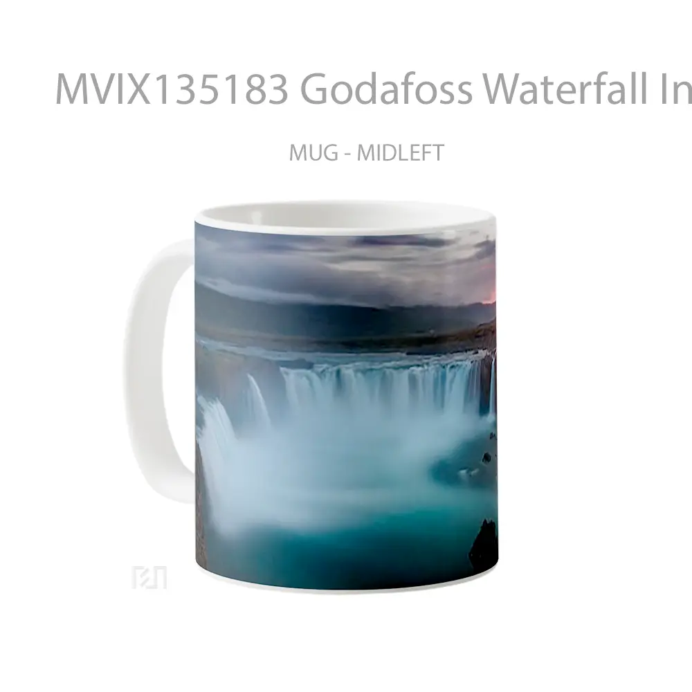 Mug Godafoss Waterfall In Iceland Gelas Pemandangan Alam - All-side / Desain