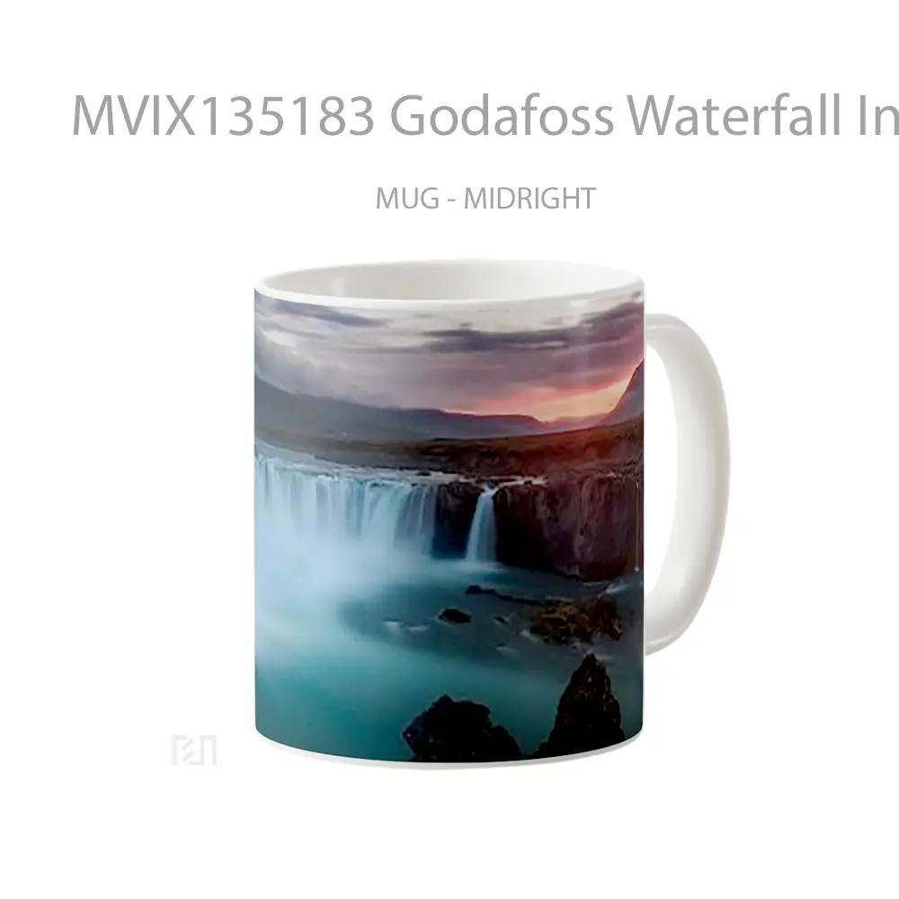 Mug Godafoss Waterfall In Iceland Gelas Pemandangan Alam - All-side / Desain
