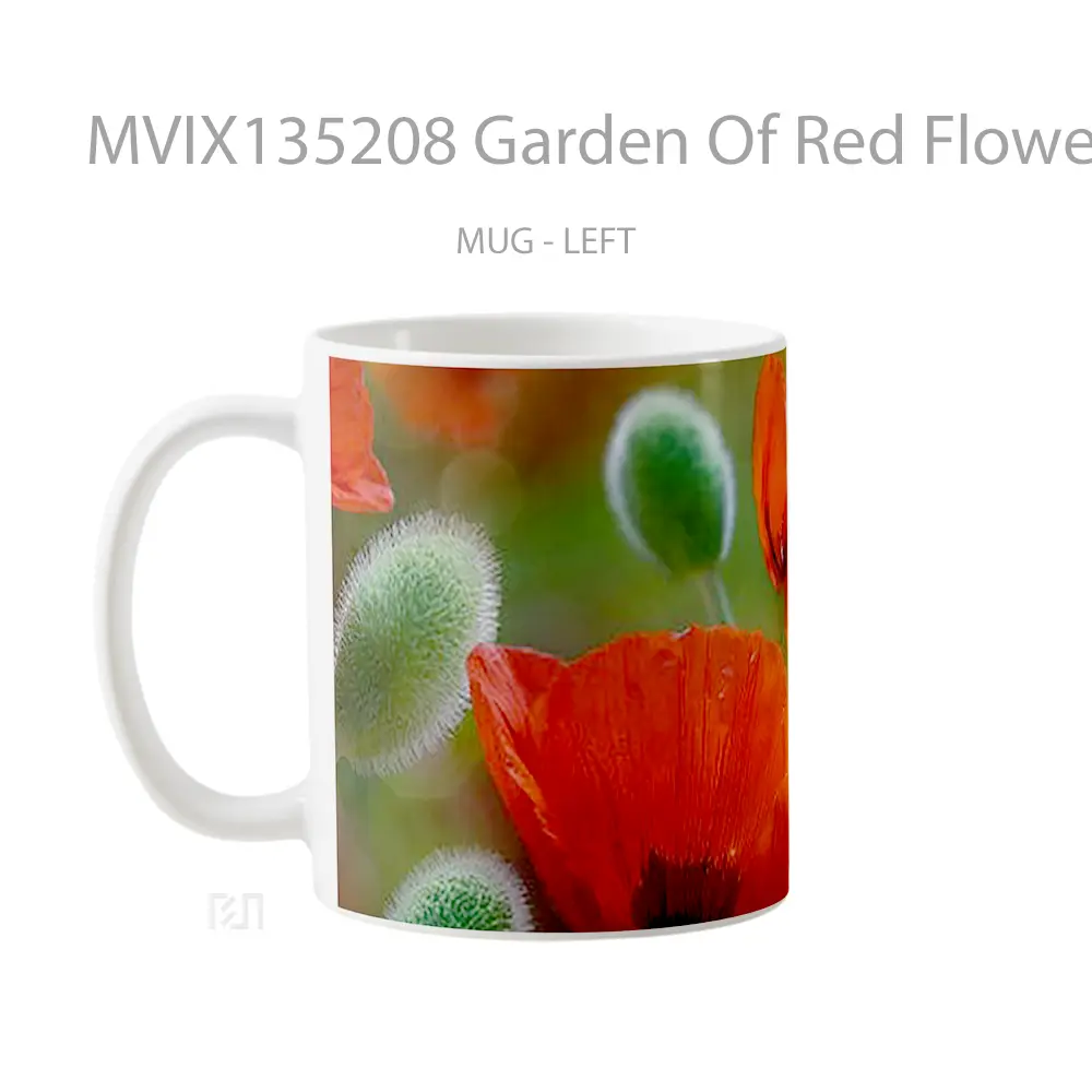 Mug Garden Of Red Flowers Gelas Pemandangan Alam - All-side / Desain