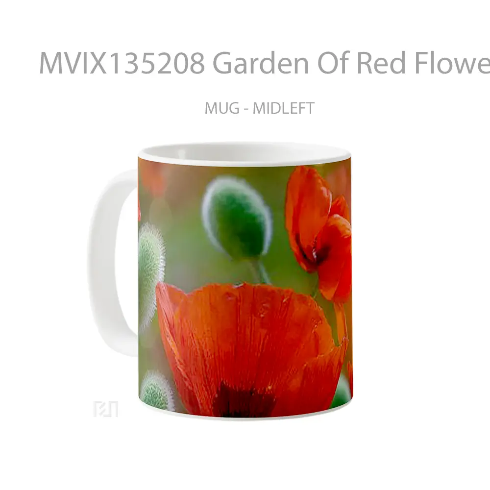 Mug Garden Of Red Flowers Gelas Pemandangan Alam - All-side / Desain