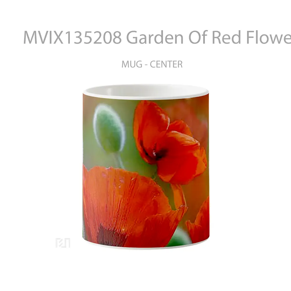 Mug Garden Of Red Flowers Gelas Pemandangan Alam