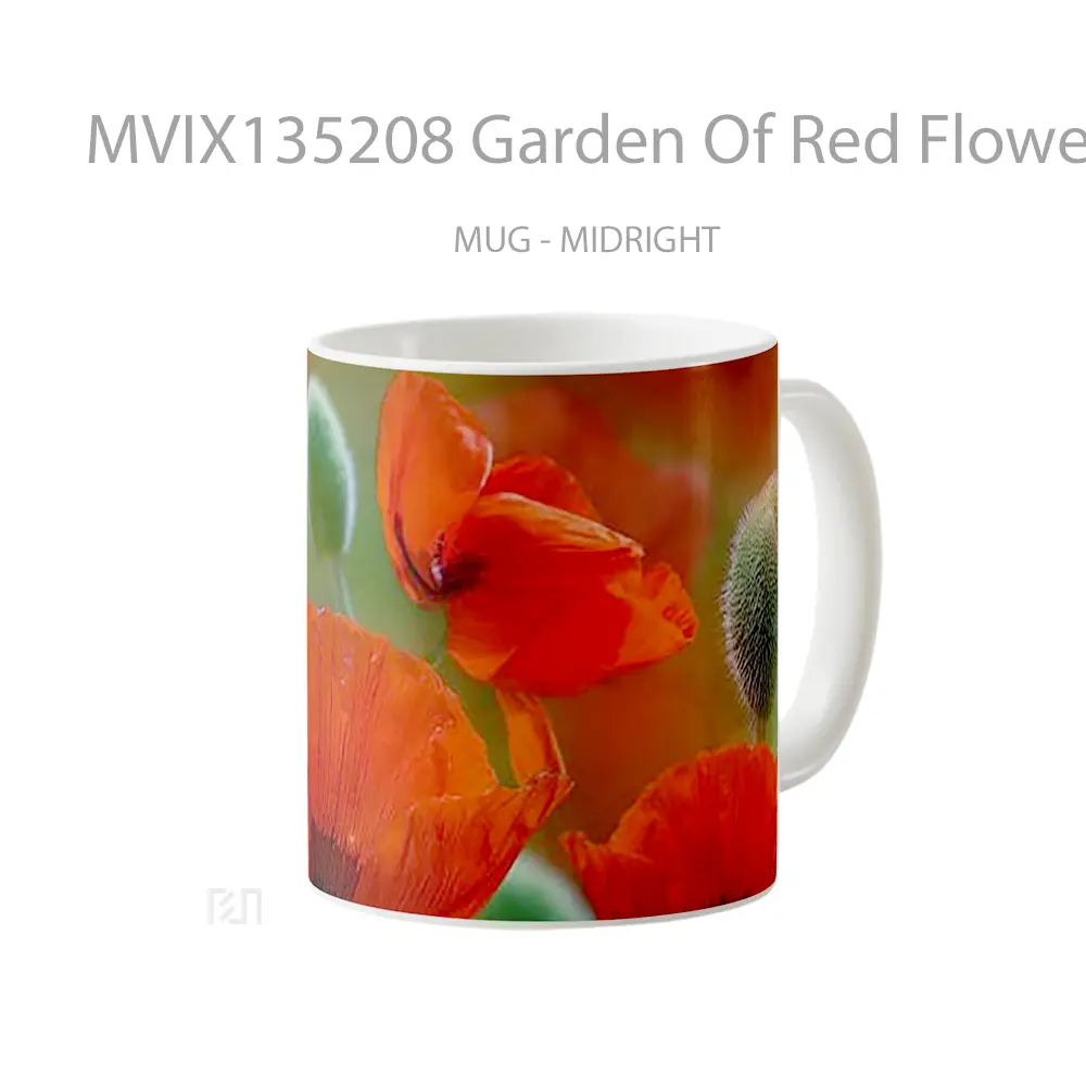 Mug Garden Of Red Flowers Gelas Pemandangan Alam - All-side / Desain