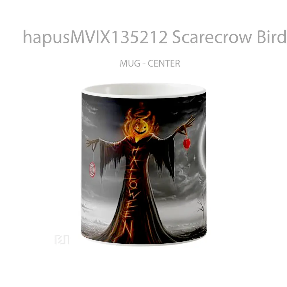 Mug Scarecrow Birds With Pumpkin Head Gelas Hewan Lucu