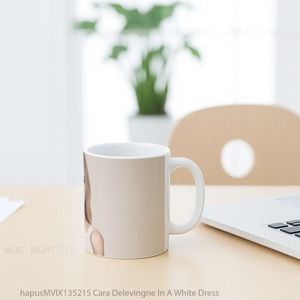 Mug Cara Delevingne In A White Dress Gelas Keramik Unik - All-side / Desain