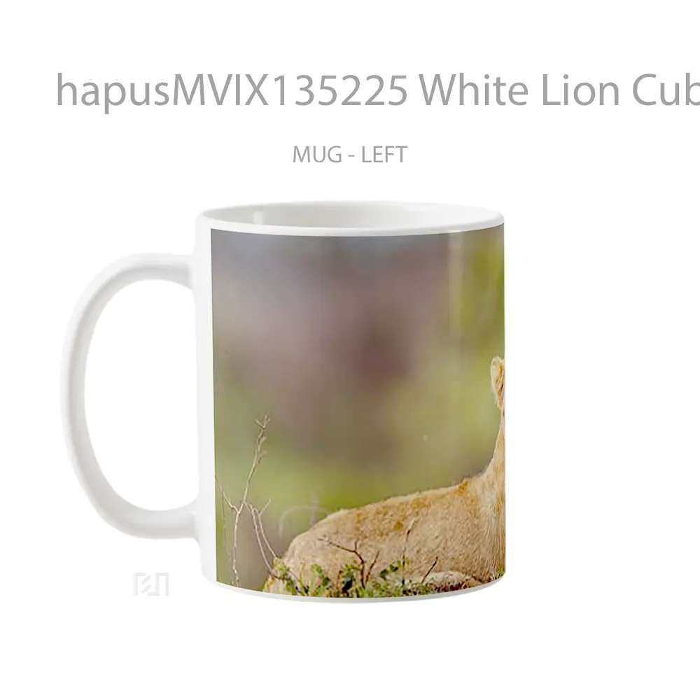 Mug White Lion Cub Gelas Hewan Lucu - All-side / Desain