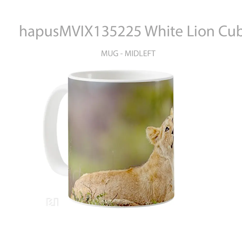 Mug White Lion Cub Gelas Hewan Lucu - All-side / Desain